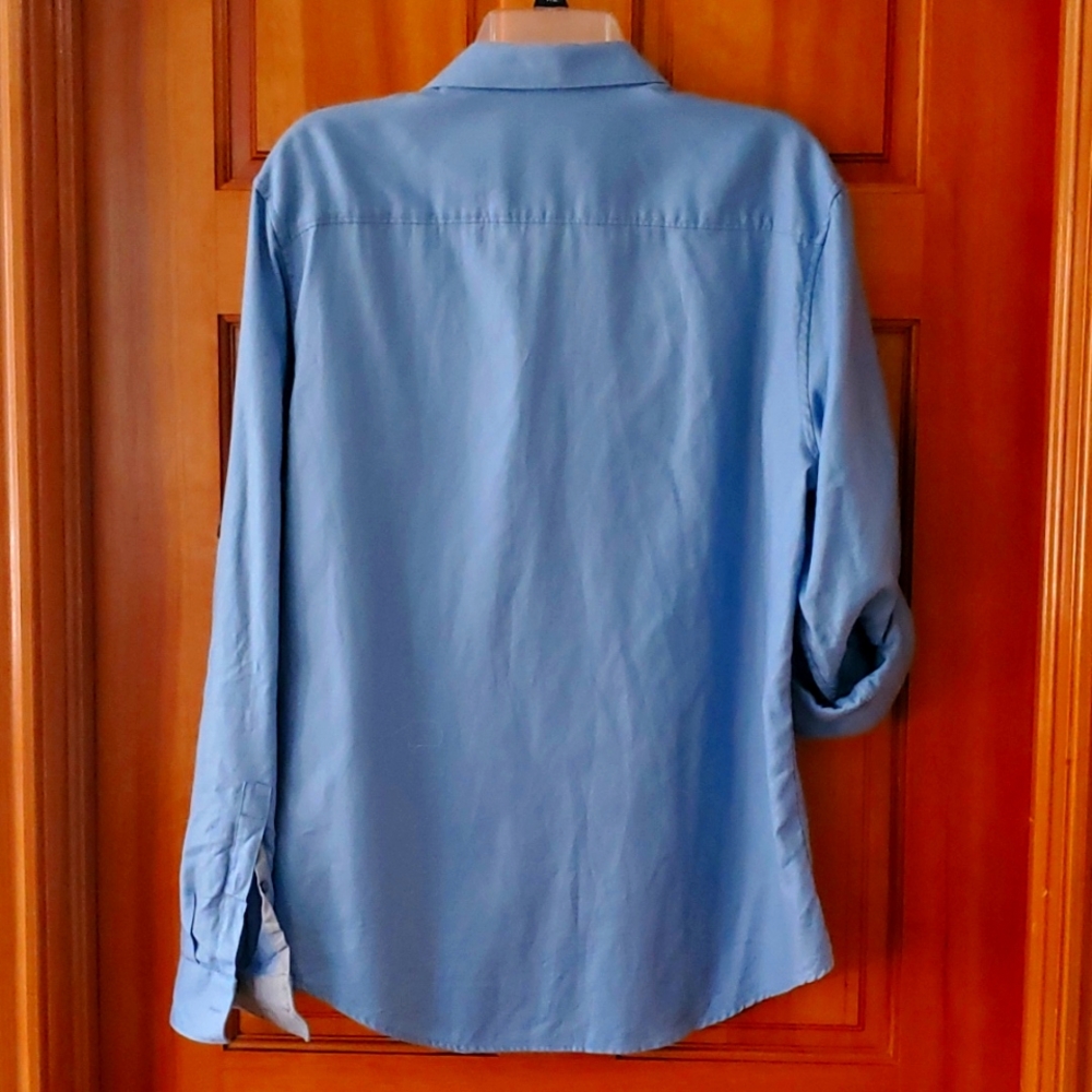 Calvin Klein Mens Blue Roll Tab Long‎ Sleeve Buttondown Shirt Size Large - Picture 11 of 11
